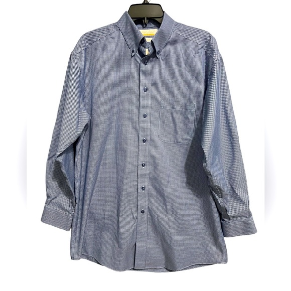 Roundtree &Yorke Gold Label No Iron
EZ Wash Poplin Dress Shirt, Blue, - Picture 1 of 5
